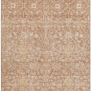 HomeRoots 8' X 10' Coral and Beige Floral Area Rug - Stain-Resistant, UV Protected, Perfect for Any Space! 686016