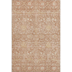 HomeRoots 9' X 12' Elegant Coral and Beige Floral Area Rug - Stain-Resistant, UV Protected for Family Homes 686017