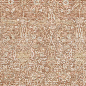 HomeRoots 9' X 12' Elegant Coral and Beige Floral Area Rug - Stain-Resistant, UV Protected for Family Homes 686017