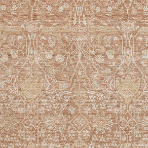 HomeRoots 10' X 14' Coral and Beige Floral Area Rug - Washable, UV Protected, Stain Resistant for Homes 686018