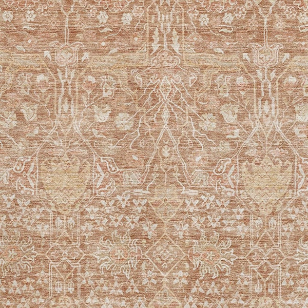 HomeRoots 10' X 14' Coral and Beige Floral Area Rug - Washable, UV Protected, Stain Resistant for Homes 686018