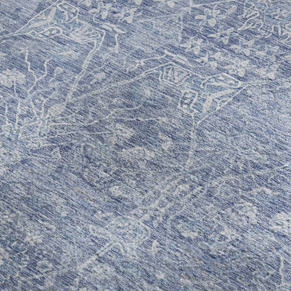 HomeRoots 5' X 8' Denim Blue & Beige Floral Area Rug - Soft, Durable, Washable with UV Protection for Homes 686020