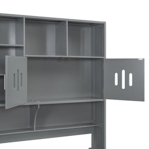 English Elm Twin Size Wooden Daybed With Hydraulic Lift & Integrated Storage Cabinet For Space-Saving Style N820S00046E-GIGA