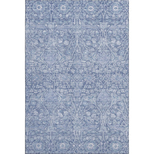 HomeRoots 10' Denim Blue & Beige Floral Area Rug – Washable, UV-Protected, Stain-Resistant Comfort for Homes 686024