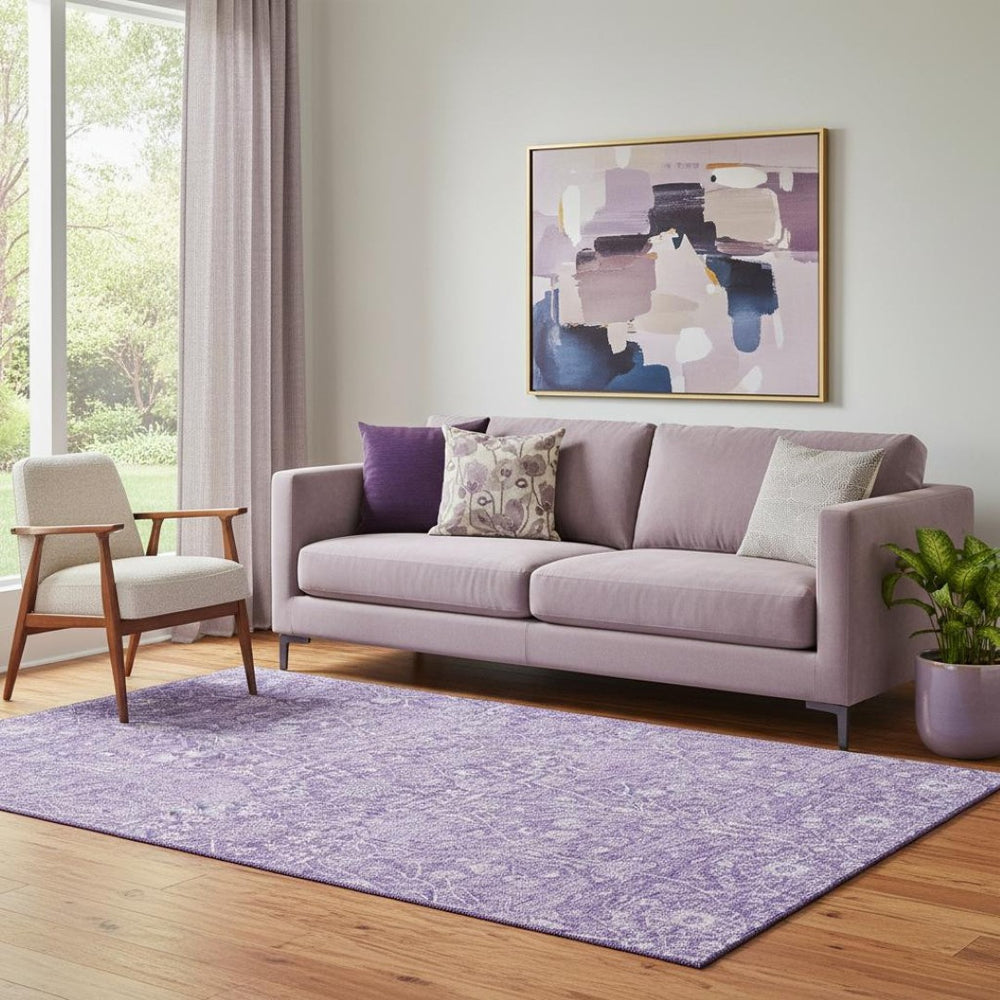 HomeRoots 5' X 8' Plum Floral Area Rug - Washable, UV-Protected, Stylish & Durable for High-Traffic Areas 686026