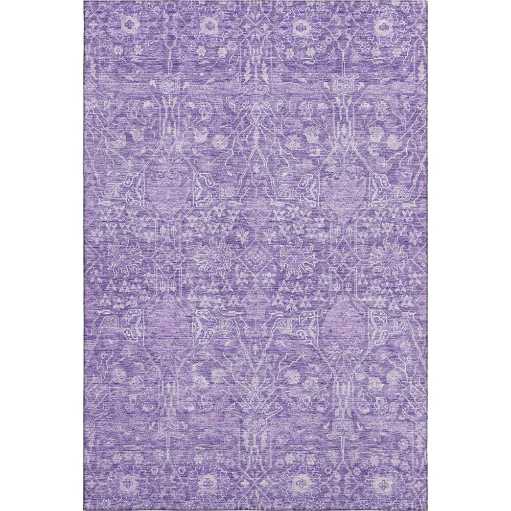 HomeRoots 9' X 12' Elegant Plum Beige Floral Area Rug - Washable, UV Protected, Perfect for Any Room! 686029