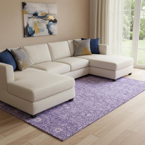 HomeRoots 10' X 14' Floral Washable Area Rug in Plum & Beige - Durable, Stain Resistant, UV Protected Design 686030