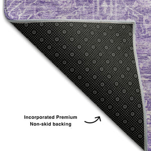 HomeRoots 10' X 14' Floral Washable Area Rug in Plum & Beige - Durable, Stain Resistant, UV Protected Design 686030