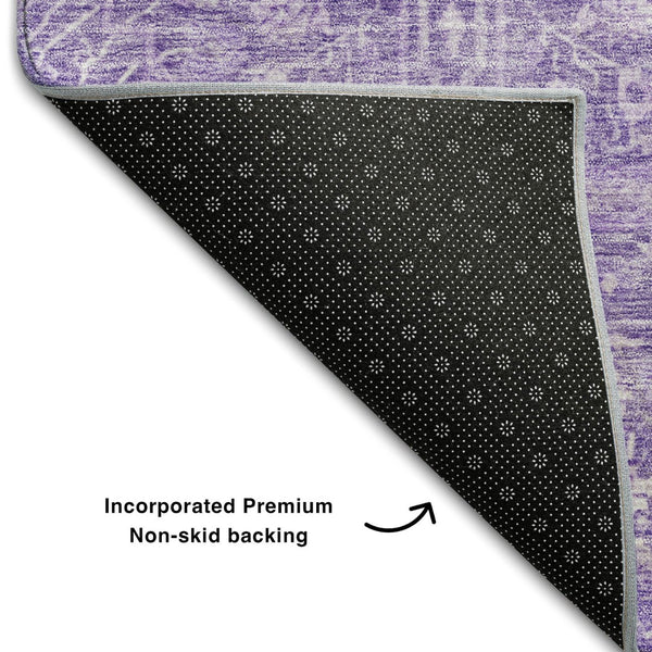 HomeRoots 10' X 14' Floral Washable Area Rug in Plum & Beige - Durable, Stain Resistant, UV Protected Design 686030