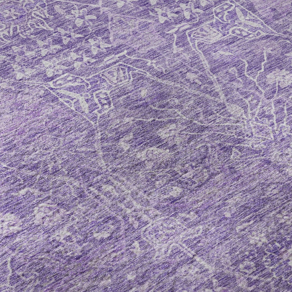 HomeRoots 10' X 14' Floral Washable Area Rug in Plum & Beige - Durable, Stain Resistant, UV Protected Design 686030