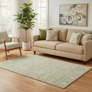 HomeRoots 5' X 8' Taupe & Beige Floral Area Rug - Washable, Durable, UV Protected for Stylish Home Décor 686032