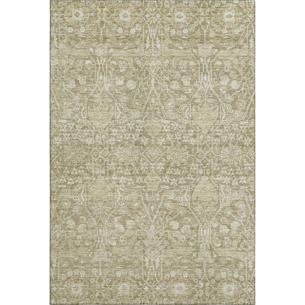 HomeRoots 5' X 8' Taupe & Beige Floral Area Rug - Washable, Durable, UV Protected for Stylish Home Décor 686032