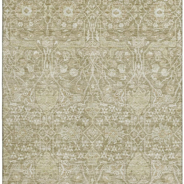 HomeRoots 5' X 8' Taupe & Beige Floral Area Rug - Washable, Durable, UV Protected for Stylish Home Décor 686032