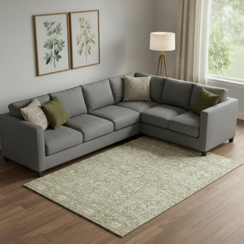 HomeRoots 9' X 12' Floral Taupe Beige Area Rug - Washable, UV Protected, Stain-Resistant, Ideal for Any Home! 686035