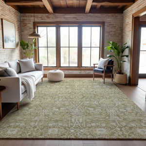 HomeRoots 9' X 12' Floral Taupe Beige Area Rug - Washable, UV Protected, Stain-Resistant, Ideal for Any Home! 686035
