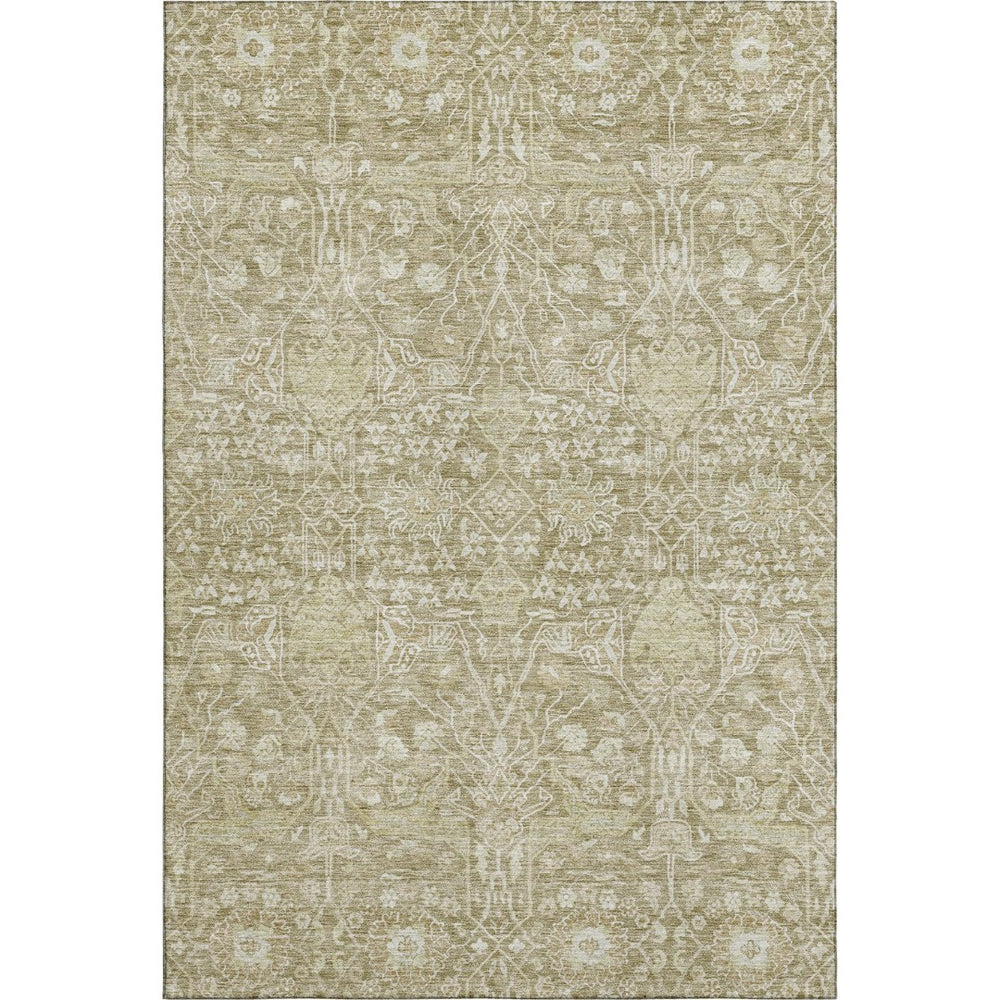 HomeRoots 9' X 12' Floral Taupe Beige Area Rug - Washable, UV Protected, Stain-Resistant, Ideal for Any Home! 686035