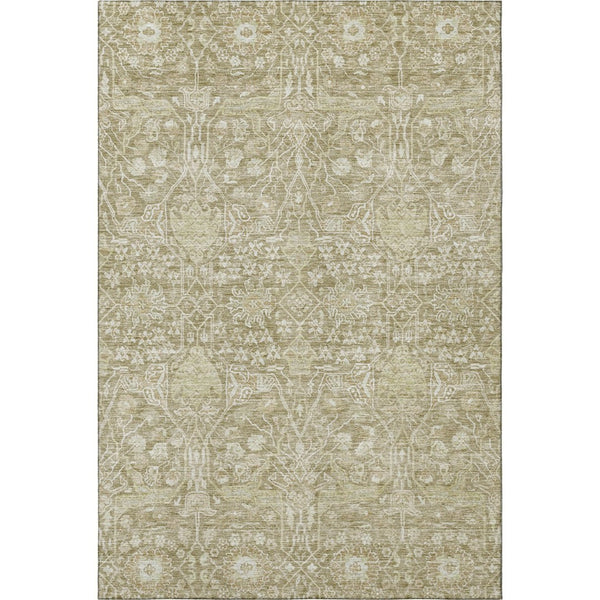 HomeRoots 10' X 14' Taupe & Beige Floral Area Rug - Washable, Stain-Resistant, UV Protected for Busy Homes 686036