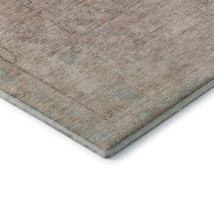 HomeRoots 5' X 8' Tribal Washable Area Rug in Pink, Beige & Teal – Durable, UV-Protected, Pet-Friendly Design! 686038