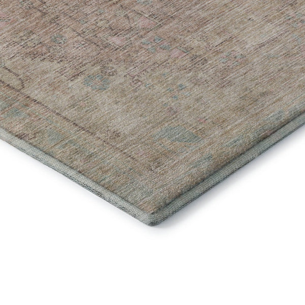HomeRoots 8' Washable Tribal Round Rug in Pink, Beige & Teal – Durable, UV-Protected, Stain-Resistant Design! 686039