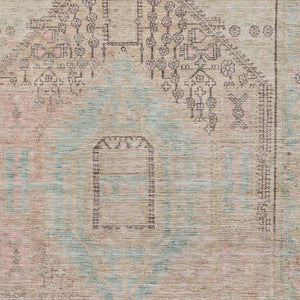 HomeRoots 8' X 10' Washable Tribal Area Rug in Pink, Beige & Teal – Durable, UV-Protected, Stylish & Stain-Resistant 686040