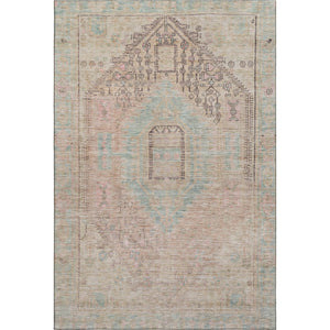 HomeRoots 9' Tribal Washable Area Rug in Pink, Beige & Teal - Durable, UV-Protected, Soft, and Stylish! 686041