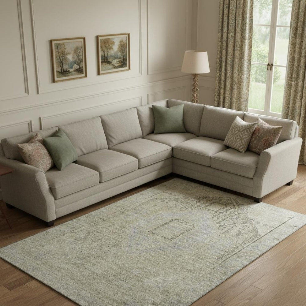 HomeRoots 9' Stylish Taupe Beige & Gray Tribal Area Rug - Washable, Stain-Resistant, UV Protected for Homes 686047