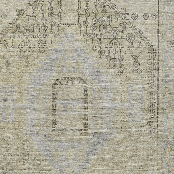 HomeRoots 9' Stylish Taupe Beige & Gray Tribal Area Rug - Washable, Stain-Resistant, UV Protected for Homes 686047