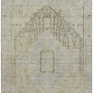 HomeRoots 10' X 14' Taupe Beige & Gray Tribal Area Rug – Durable, Stain Resistant & UV Protected for Homes 686048