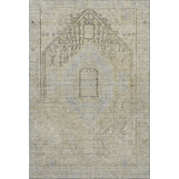 HomeRoots 10' X 14' Taupe Beige & Gray Tribal Area Rug – Durable, Stain Resistant & UV Protected for Homes 686048