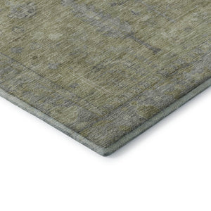HomeRoots 5' X 8' Artichoke Green and Gray Oriental Area Rug - Durable, Washable, UV-Protected for Busy Homes 686050