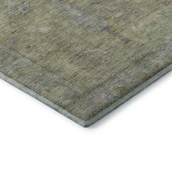 HomeRoots 5' X 8' Artichoke Green and Gray Oriental Area Rug - Durable, Washable, UV-Protected for Busy Homes 686050
