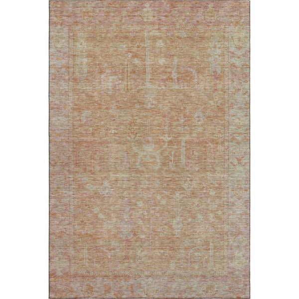 HomeRoots 10' X 14' Coral and Beige Oriental Washable Area Rug - Stylish, Durable, UV-Protected for Homes 686060