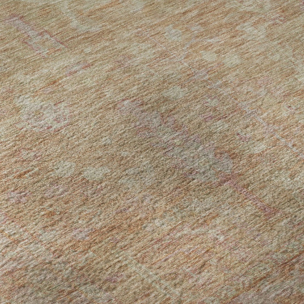 HomeRoots 10' X 14' Coral and Beige Oriental Washable Area Rug - Stylish, Durable, UV-Protected for Homes 686060