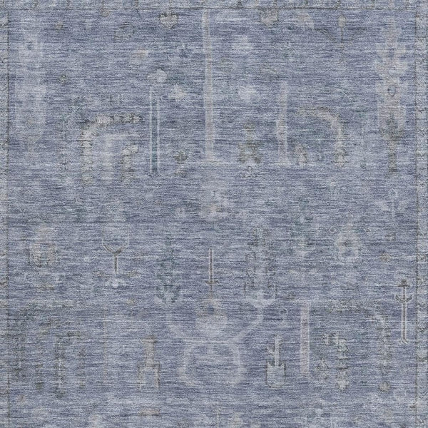 HomeRoots 5' X 8' Denim Blue and Gray Oriental Rug - Stain Resistant, UV Protected, Durable & Stylish Design 686062