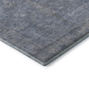 HomeRoots 8' Denim Blue and Gray Round Rug - Washable, UV Protected, Stain Resistant, Perfect for High Traffic Areas 686063