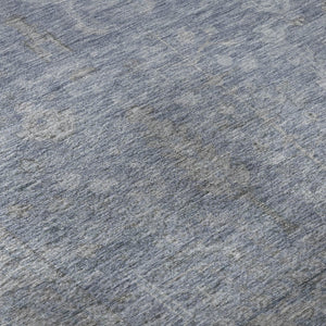 HomeRoots 8' Denim Blue and Gray Round Rug - Washable, UV Protected, Stain Resistant, Perfect for High Traffic Areas 686063