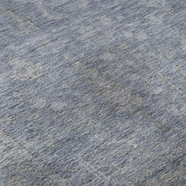HomeRoots 8' Denim Blue and Gray Round Rug - Washable, UV Protected, Stain Resistant, Perfect for High Traffic Areas 686063