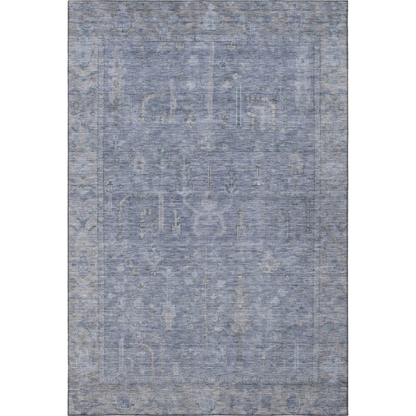 HomeRoots 8' X 10' Denim Blue & Gray Oriental Area Rug - Stain-Resistant, UV-Protected, Easy Care for Homes 686064