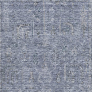 HomeRoots 9' X 12' Denim Blue and Gray Oriental Area Rug - Washable, UV-Protected, Durable for Busy Homes 686065