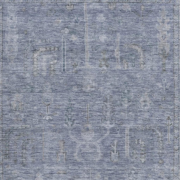 HomeRoots 9' X 12' Denim Blue and Gray Oriental Area Rug - Washable, UV-Protected, Durable for Busy Homes 686065