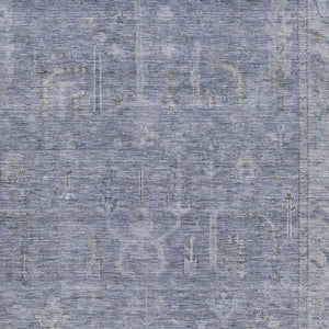 HomeRoots 10' X 14' Denim Blue and Gray Oriental Area Rug - Washable, UV-Protected, Pet-Friendly Elegance! 686066