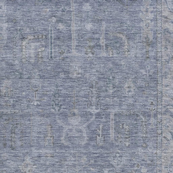 HomeRoots 10' X 14' Denim Blue and Gray Oriental Area Rug - Washable, UV-Protected, Pet-Friendly Elegance! 686066