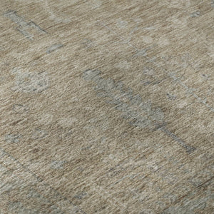 HomeRoots 8' Tan Beige and Gray Oriental Round Rug - Washable, UV Protected, Stain Resistant for High Traffic Areas 686069