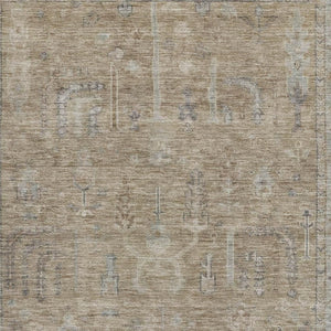 HomeRoots 8' X 10' Tan Beige and Gray Oriental Washable Area Rug with UV Protection for High-Traffic Spaces 686070
