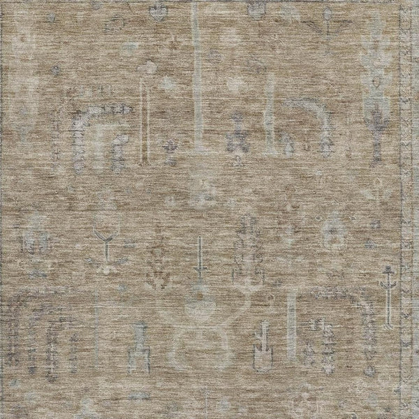 HomeRoots 8' X 10' Tan Beige and Gray Oriental Washable Area Rug with UV Protection for High-Traffic Spaces 686070