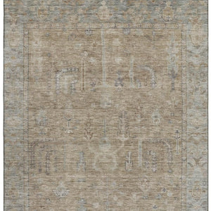 HomeRoots 8' X 10' Tan Beige and Gray Oriental Washable Area Rug with UV Protection for High-Traffic Spaces 686070