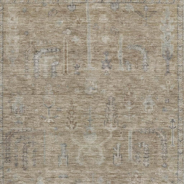 HomeRoots 9' X 12' Tan Beige & Gray Oriental Area Rug - Durable, Stain-Resistant, UV-Protected for High Traffic Areas 686071