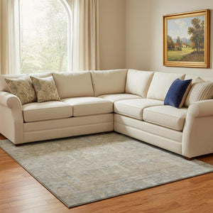 HomeRoots 10' Tan Beige & Gray Oriental Washable Area Rug - Durable, UV-Protected & Stain-Resistant Design 686072