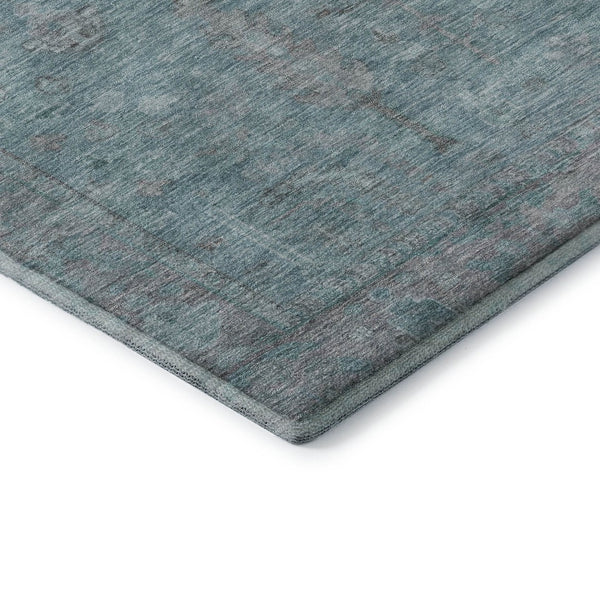 HomeRoots 5' X 8' Teal and Gray Oriental Area Rug - Stylish, Stain-Resistant, UV-Protected for High-Traffic Spaces 686074