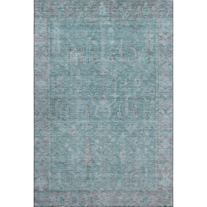 HomeRoots 8' X 10' Teal and Gray Oriental Area Rug - Washable, UV-Protected, Durable for High-Traffic Spaces 686076